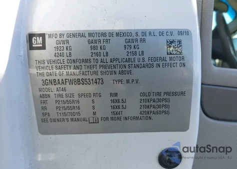 2011 Chevrolet Hhr Ls z USA, uszkodzony, nr VIN 3GNBAAFW8BS531473